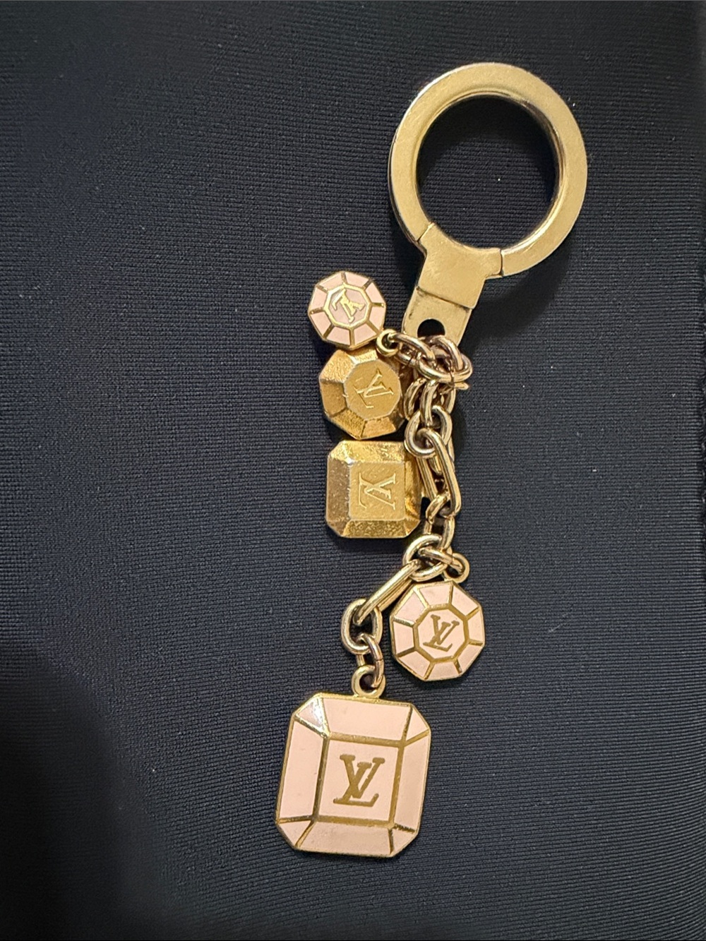 Louis Vuitton Pink and Gold Enamel Logo Charm Key Holder ( final sale)